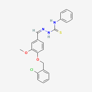 molecular formula C22H20ClN3O2S B7734646 1-[(Z)-[4-[(2-chlorophenyl)methoxy]-3-methoxyphenyl]methylideneamino]-3-phenylthiourea 