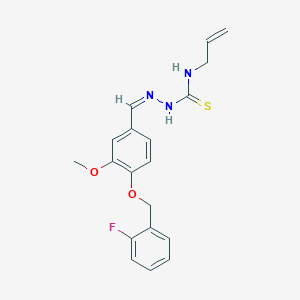 molecular formula C19H20FN3O2S B7734652 1-[(Z)-[4-[(2-fluorophenyl)methoxy]-3-methoxyphenyl]methylideneamino]-3-prop-2-enylthiourea 