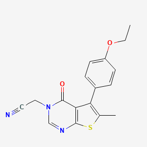 molecular formula C17H15N3O2S B7734667 2-[5-(4-Ethoxyphenyl)-6-methyl-4-oxothieno[2,3-d]pyrimidin-3-yl]acetonitrile 