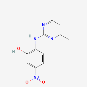 molecular formula C12H12N4O3 B7734675 2-[(4,6-Dimethylpyrimidin-2-yl)amino]-5-nitrophenol CAS No. 6408-53-3