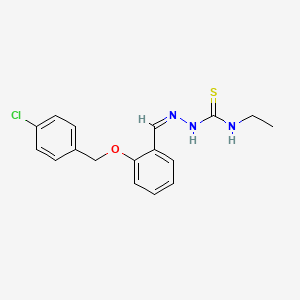 molecular formula C17H18ClN3OS B7734681 1-[(Z)-[2-[(4-chlorophenyl)methoxy]phenyl]methylideneamino]-3-ethylthiourea 