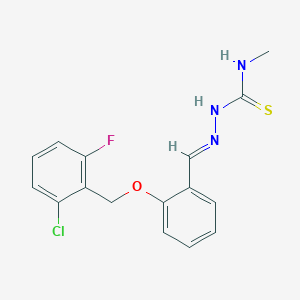 molecular formula C16H15ClFN3OS B7734713 1-[(E)-[2-[(2-chloro-6-fluorophenyl)methoxy]phenyl]methylideneamino]-3-methylthiourea 