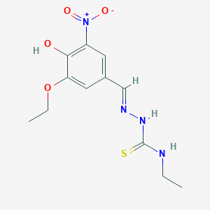 molecular formula C12H16N4O4S B7734718 1-[(E)-(3-ethoxy-4-hydroxy-5-nitrophenyl)methylideneamino]-3-ethylthiourea 