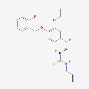 molecular formula C20H22FN3O2S B7734741 1-[(Z)-[3-ethoxy-4-[(2-fluorophenyl)methoxy]phenyl]methylideneamino]-3-prop-2-enylthiourea 