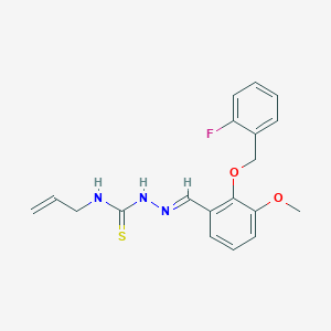 molecular formula C19H20FN3O2S B7734749 1-[(E)-[2-[(2-fluorophenyl)methoxy]-3-methoxyphenyl]methylideneamino]-3-prop-2-enylthiourea 
