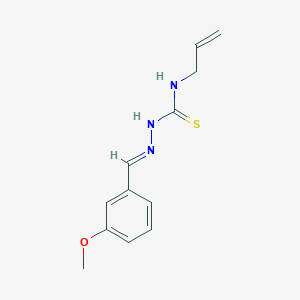 molecular formula C12H15N3OS B7734752 1-[(E)-(3-methoxyphenyl)methylideneamino]-3-prop-2-enylthiourea 