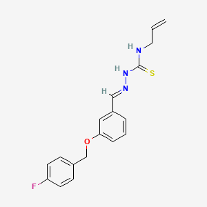 molecular formula C18H18FN3OS B7734775 1-[(E)-[3-[(4-fluorophenyl)methoxy]phenyl]methylideneamino]-3-prop-2-enylthiourea 