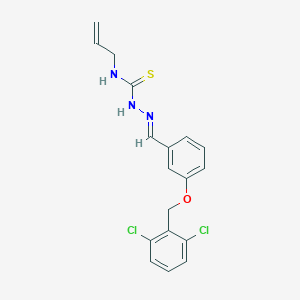molecular formula C18H17Cl2N3OS B7734783 1-[(E)-[3-[(2,6-dichlorophenyl)methoxy]phenyl]methylideneamino]-3-prop-2-enylthiourea 