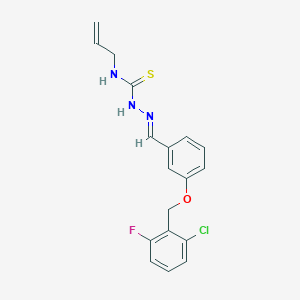 molecular formula C18H17ClFN3OS B7734785 1-[(E)-[3-[(2-chloro-6-fluorophenyl)methoxy]phenyl]methylideneamino]-3-prop-2-enylthiourea 