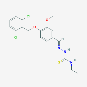 molecular formula C20H21Cl2N3O2S B7734788 1-[(E)-[4-[(2,6-dichlorophenyl)methoxy]-3-ethoxyphenyl]methylideneamino]-3-prop-2-enylthiourea 