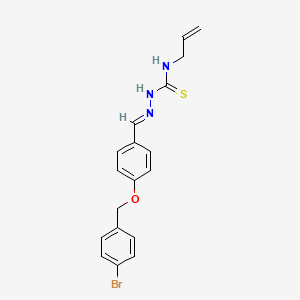 molecular formula C18H18BrN3OS B7734796 1-[(E)-[4-[(4-bromophenyl)methoxy]phenyl]methylideneamino]-3-prop-2-enylthiourea 