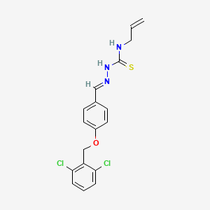 molecular formula C18H17Cl2N3OS B7734800 1-[(E)-[4-[(2,6-dichlorophenyl)methoxy]phenyl]methylideneamino]-3-prop-2-enylthiourea 