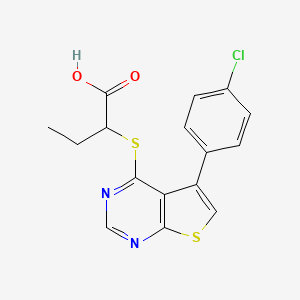 molecular formula C16H13ClN2O2S2 B7734813 2-{[5-(4-Chlorophenyl)thieno[2,3-d]pyrimidin-4-yl]sulfanyl}butanoic acid 