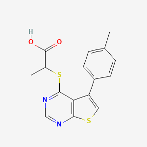 molecular formula C16H14N2O2S2 B7734820 2-{[5-(4-Methylphenyl)thieno[2,3-d]pyrimidin-4-yl]sulfanyl}propanoic acid 