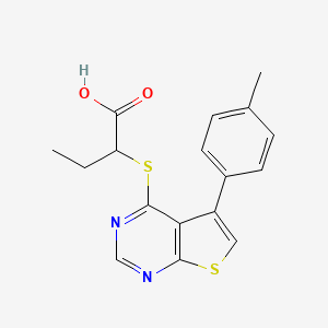 molecular formula C17H16N2O2S2 B7734825 2-{[5-(4-Methylphenyl)thieno[2,3-d]pyrimidin-4-yl]sulfanyl}butanoic acid 