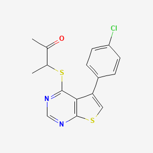 molecular formula C16H13ClN2OS2 B7734827 3-[5-(4-Chlorophenyl)thieno[2,3-d]pyrimidin-4-yl]sulfanylbutan-2-one 