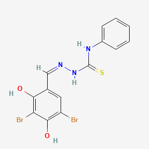 molecular formula C14H11Br2N3O2S B7734947 1-[(Z)-(3,5-dibromo-2,4-dihydroxyphenyl)methylideneamino]-3-phenylthiourea 