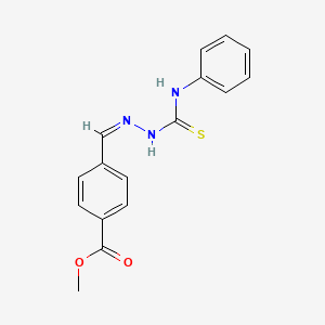 molecular formula C16H15N3O2S B7734978 methyl 4-[(Z)-(phenylcarbamothioylhydrazinylidene)methyl]benzoate 