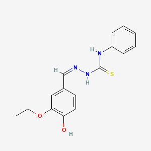molecular formula C16H17N3O2S B7734994 1-[(Z)-(3-ethoxy-4-hydroxyphenyl)methylideneamino]-3-phenylthiourea 