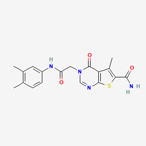molecular formula C18H18N4O3S B7735051 3-[2-(3,4-Dimethylanilino)-2-oxoethyl]-5-methyl-4-oxothieno[2,3-d]pyrimidine-6-carboxamide 