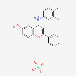 (E)-(3,4-dimethylphenyl)-(6-hydroxy-2-phenylchromen-4-ylidene)azanium;perchlorate