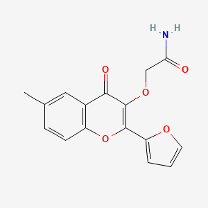 molecular formula C16H13NO5 B7735145 2-[2-(Furan-2-yl)-6-methyl-4-oxochromen-3-yl]oxyacetamide 