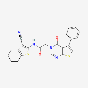 molecular formula C23H18N4O2S2 B7735154 N-(3-cyano-4,5,6,7-tetrahydro-1-benzothiophen-2-yl)-2-(4-oxo-5-phenylthieno[2,3-d]pyrimidin-3-yl)acetamide 