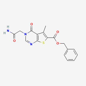 molecular formula C17H15N3O4S B7735160 Benzyl 3-(2-amino-2-oxoethyl)-5-methyl-4-oxothieno[2,3-d]pyrimidine-6-carboxylate 