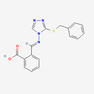 molecular formula C17H14N4O2S B7735211 2-[(E)-(3-benzylsulfanyl-1,2,4-triazol-4-yl)iminomethyl]benzoic acid 