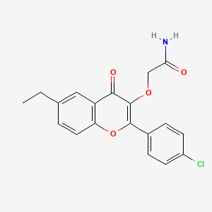 molecular formula C19H16ClNO4 B7735233 2-{[2-(4-chlorophenyl)-6-ethyl-4-oxo-4H-chromen-3-yl]oxy}acetamide 