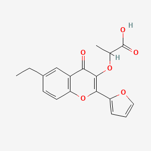 molecular formula C18H16O6 B7735253 2-[6-Ethyl-2-(furan-2-yl)-4-oxochromen-3-yl]oxypropanoic acid 