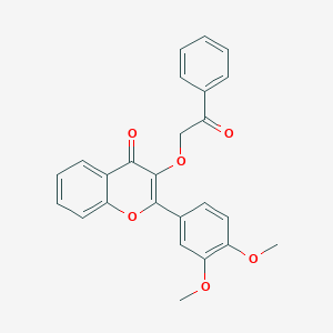 molecular formula C25H20O6 B7735300 2-(3,4-Dimethoxyphenyl)-3-phenacyloxychromen-4-one 