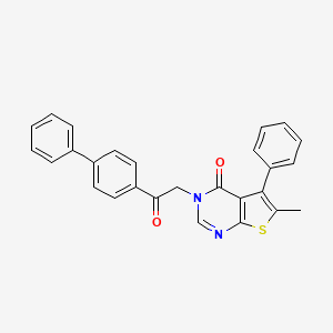 molecular formula C27H20N2O2S B7735362 6-Methyl-3-[2-oxo-2-(4-phenylphenyl)ethyl]-5-phenylthieno[2,3-d]pyrimidin-4-one 