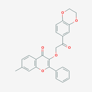 molecular formula C26H20O6 B7735389 3-[2-(2,3-Dihydro-1,4-benzodioxin-6-yl)-2-oxoethoxy]-7-methyl-2-phenylchromen-4-one 