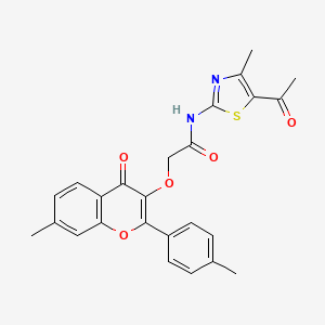 molecular formula C25H22N2O5S B7735396 N-(5-acetyl-4-methyl-1,3-thiazol-2-yl)-2-[7-methyl-2-(4-methylphenyl)-4-oxochromen-3-yl]oxyacetamide 