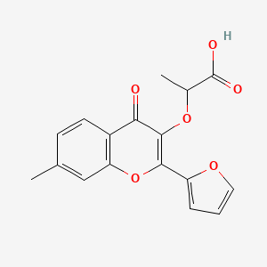 molecular formula C17H14O6 B7735407 2-[2-(Furan-2-yl)-7-methyl-4-oxochromen-3-yl]oxypropanoic acid 