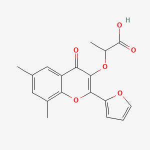 molecular formula C18H16O6 B7735412 2-[2-(Furan-2-yl)-6,8-dimethyl-4-oxochromen-3-yl]oxypropanoic acid 