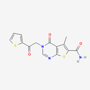 molecular formula C14H11N3O3S2 B7735419 5-Methyl-4-oxo-3-(2-oxo-2-thiophen-2-ylethyl)thieno[2,3-d]pyrimidine-6-carboxamide 