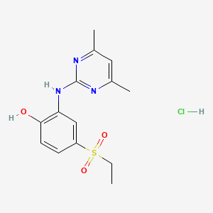 molecular formula C14H18ClN3O3S B7735598 2-[(4,6-Dimethylpyrimidin-2-yl)amino]-4-ethylsulfonylphenol;hydrochloride 