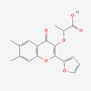 molecular formula C18H16O6 B7735632 2-[2-(Furan-2-yl)-6,7-dimethyl-4-oxochromen-3-yl]oxypropanoic acid 