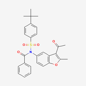 molecular formula C28H27NO5S B7735636 N-(3-acetyl-2-methyl-1-benzofuran-5-yl)-N-[(4-tert-butylphenyl)sulfonyl]benzamide 