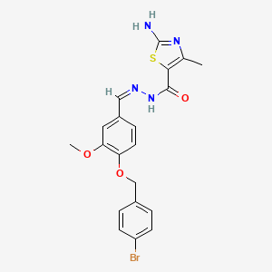 molecular formula C20H19BrN4O3S B7735651 2-amino-N-[(Z)-[4-[(4-bromophenyl)methoxy]-3-methoxyphenyl]methylideneamino]-4-methyl-1,3-thiazole-5-carboxamide 
