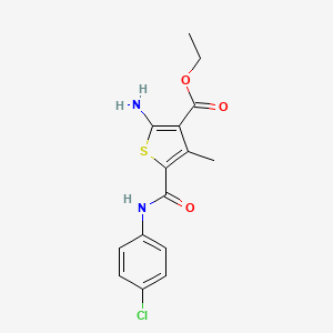 molecular formula C15H15ClN2O3S B7735658 Ethyl 2-amino-5-{[(4-chlorophenyl)amino]carbonyl}-4-methylthiophene-3-carboxylate CAS No. 5655-15-2