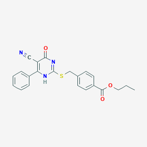 propyl 4-[(5-cyano-4-oxo-6-phenyl-1H-pyrimidin-2-yl)sulfanylmethyl]benzoate