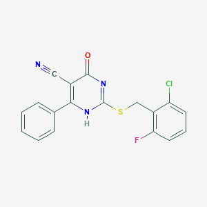 2-[(2-chloro-6-fluorophenyl)methylsulfanyl]-4-oxo-6-phenyl-1H-pyrimidine-5-carbonitrile