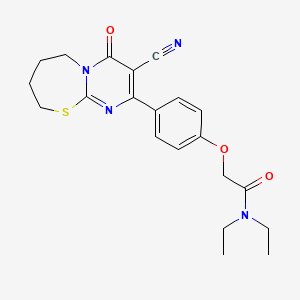 molecular formula C21H24N4O3S B7736269 2-[4-(3-cyano-4-oxo-6,7,8,9-tetrahydropyrimido[2,1-b][1,3]thiazepin-2-yl)phenoxy]-N,N-diethylacetamide 