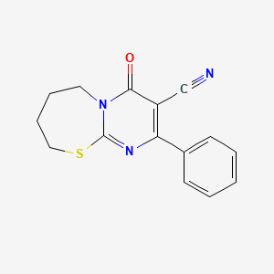 molecular formula C15H13N3OS B7736273 4-Oxo-2-phenyl-6,7,8,9-tetrahydropyrimido[2,1-b][1,3]thiazepine-3-carbonitrile 