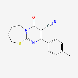 molecular formula C16H15N3OS B7736279 2-(4-Methylphenyl)-4-oxo-6,7,8,9-tetrahydropyrimido[2,1-b][1,3]thiazepine-3-carbonitrile 