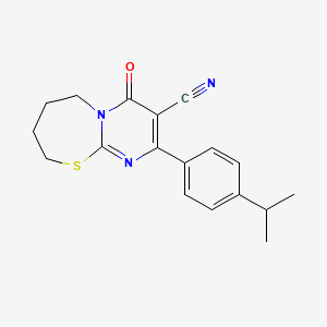 4-Oxo-2-(4-propan-2-ylphenyl)-6,7,8,9-tetrahydropyrimido[2,1-b][1,3]thiazepine-3-carbonitrile
