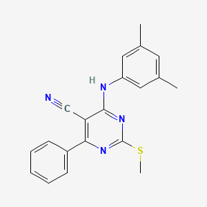 molecular formula C20H18N4S B7736296 4-[(3,5-Dimethylphenyl)amino]-2-(methylthio)-6-phenylpyrimidine-5-carbonitrile 